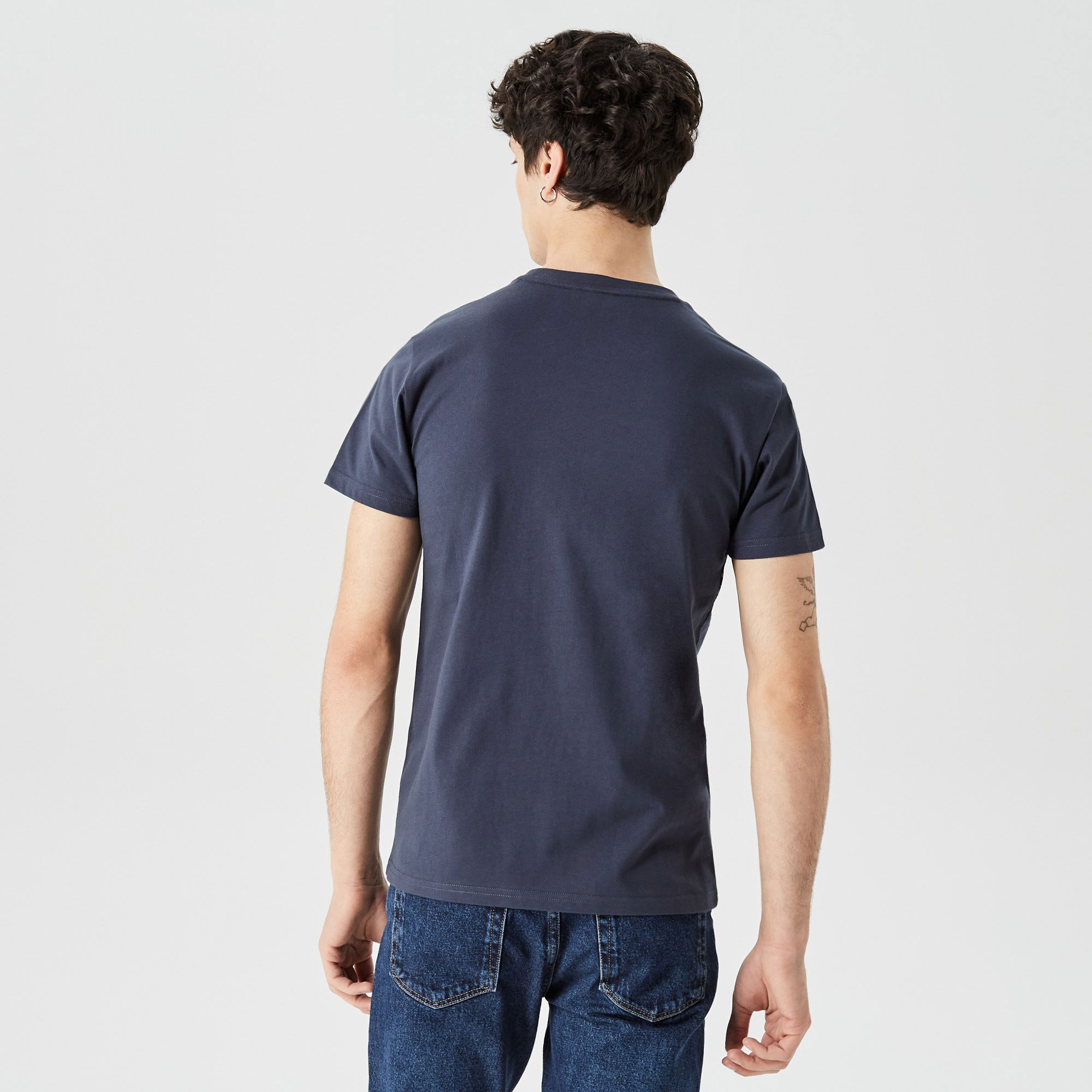 Lacoste Erkek Regular Fit Bisiklet Yaka Baskılı Lacivert T-Shirt
