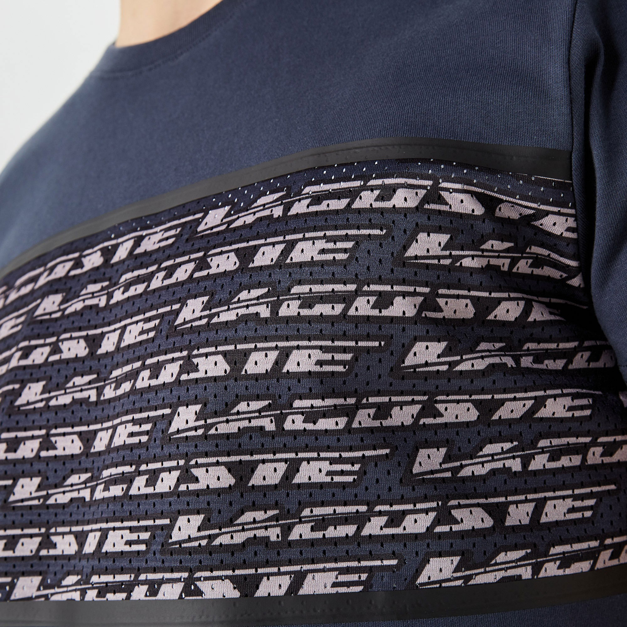 Lacoste Erkek Regular Fit Bisiklet Yaka Baskılı Lacivert T-Shirt