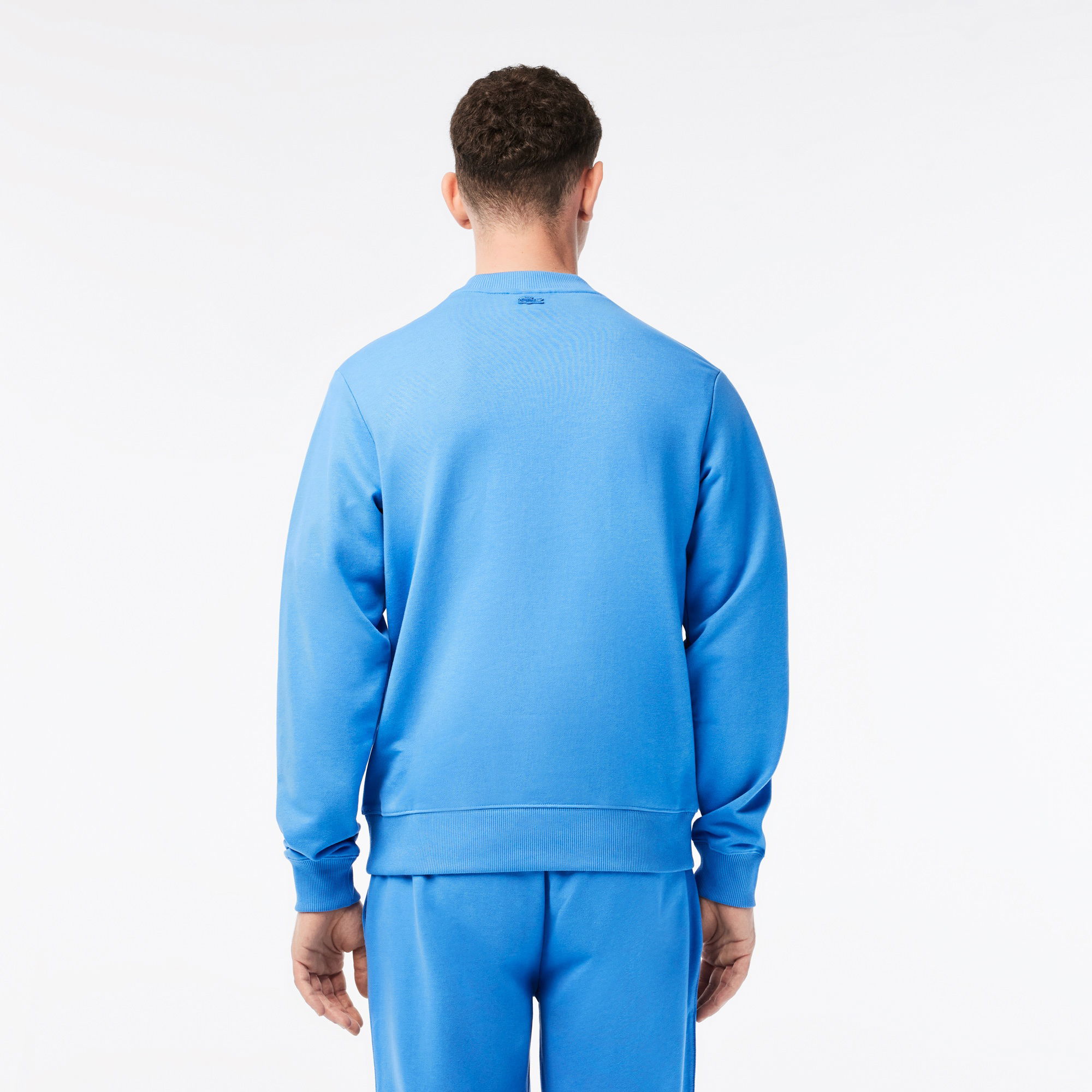 Lacoste x Netflix Erkek Regular Fit Bisiklet Yaka Baskılı Mavi Sweatshirt