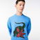 Lacoste x Netflix Erkek Regular Fit Bisiklet Yaka Baskılı Mavi Sweatshirt
