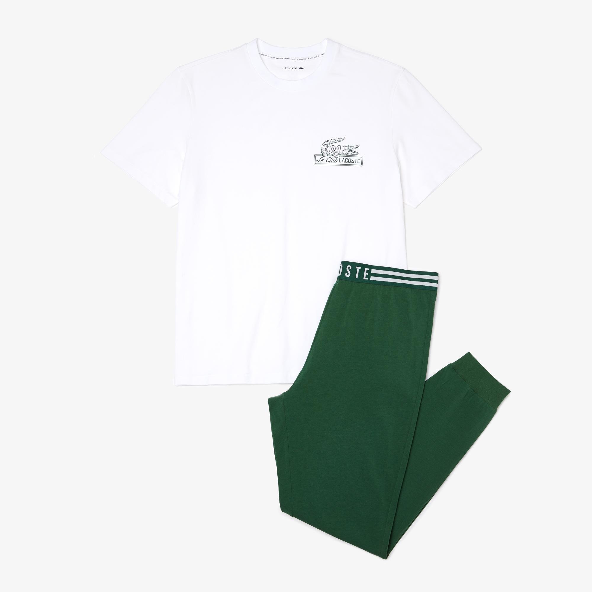 Lacoste Heritage Erkek Baskılı Yeşil Pijama Takımı