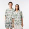 Lacoste x Netflix Unisex Relaxed Fit Kısa Kollu Desenli Bej Gömlek