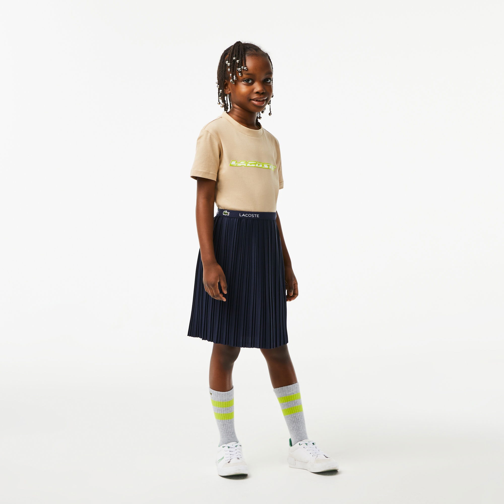Lacoste x Netflix Kız Çocuk Pileli Lacivert Etek