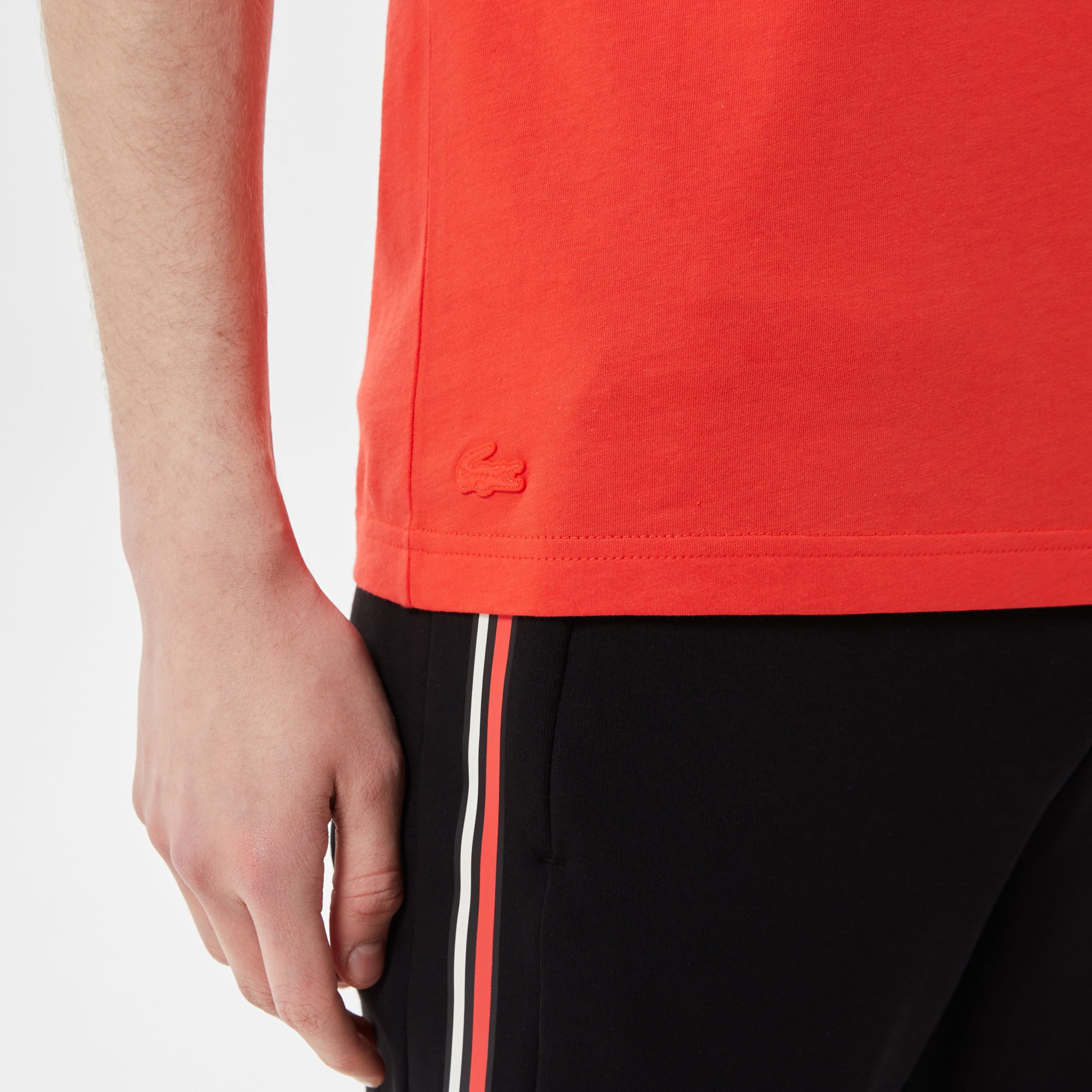 Lacoste Erkek Slim Fit Bisiklet Yaka Baskılı Kırmızı T-Shirt