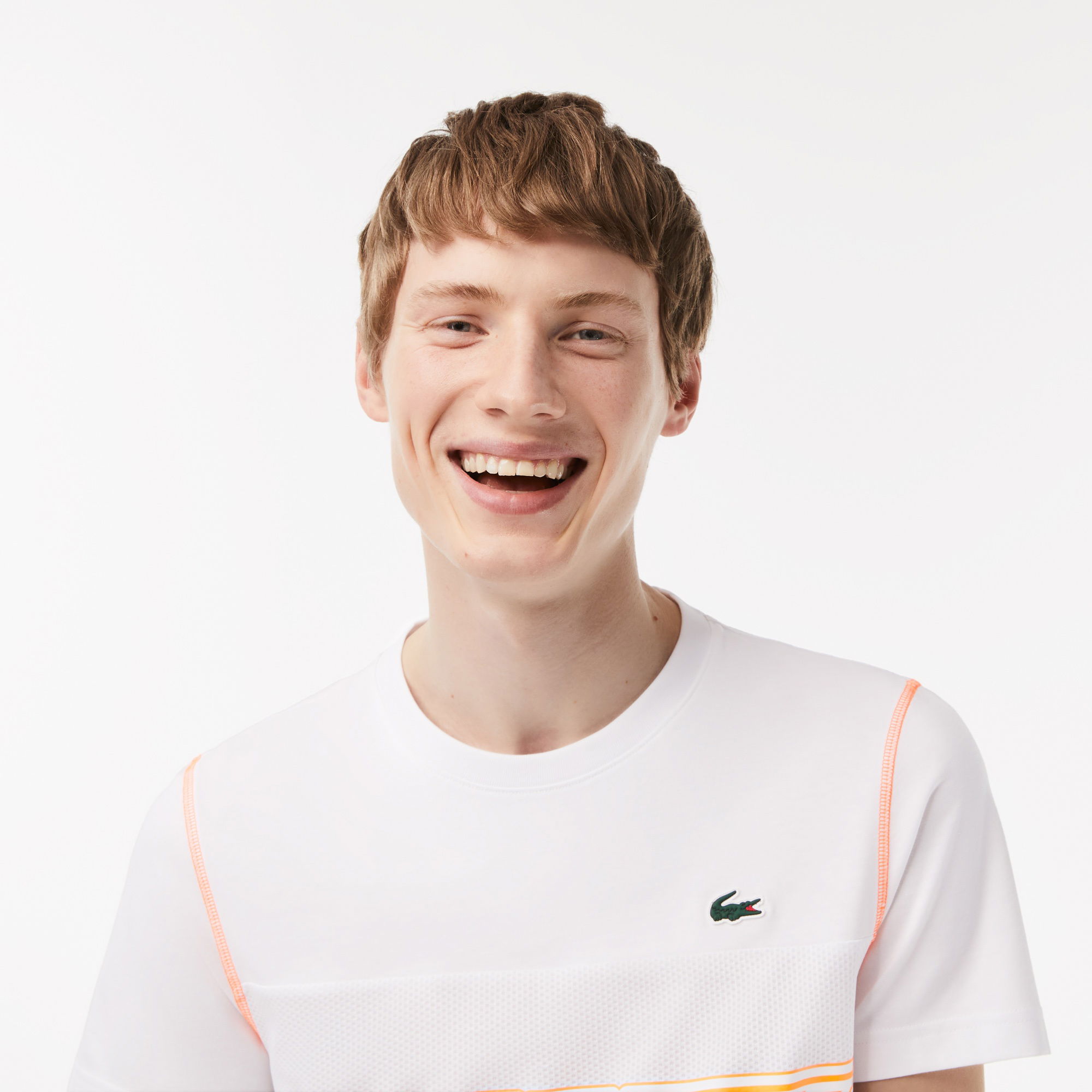 Lacoste SPORT X Daniil Medvedev Erkek Regular Fit Bisiklet Yaka Renk Bloklu Beyaz T-Shirt