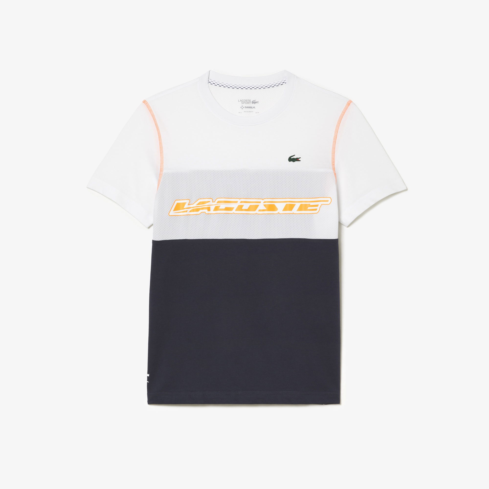 Lacoste SPORT X Daniil Medvedev Erkek Regular Fit Bisiklet Yaka Renk Bloklu Beyaz T-Shirt