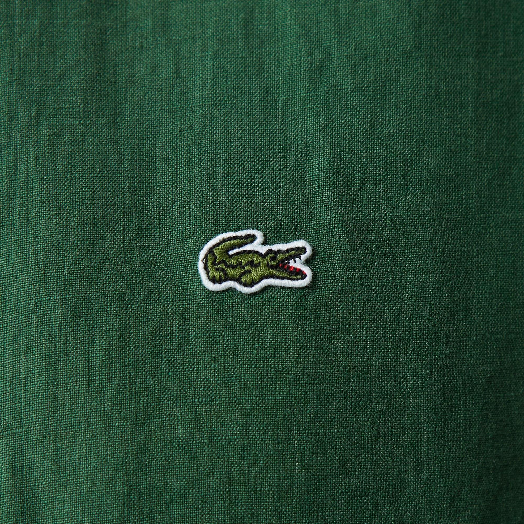Lacoste Erkek Regular Fit Düğmeli Yaka Keten Yeşil Gömlek
