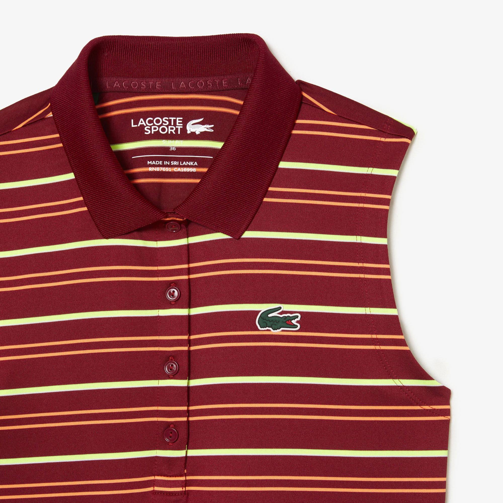 Lacoste Kadın Slim Fit Çizgili Bordo Polo