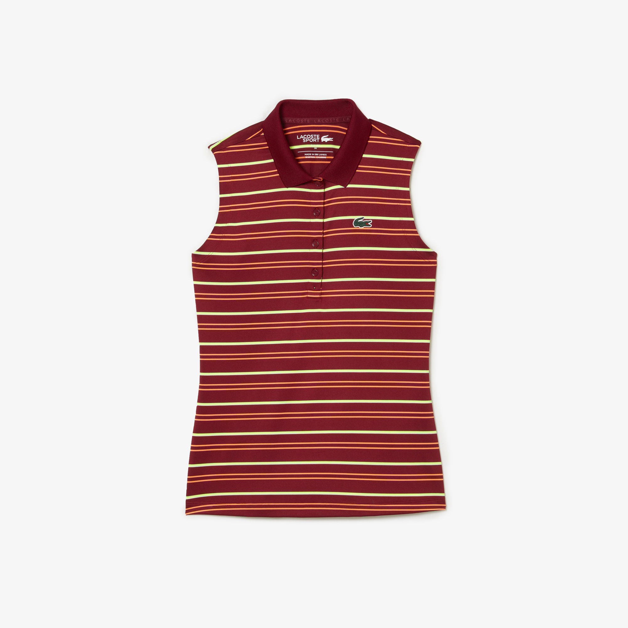 Lacoste Kadın Slim Fit Çizgili Bordo Polo