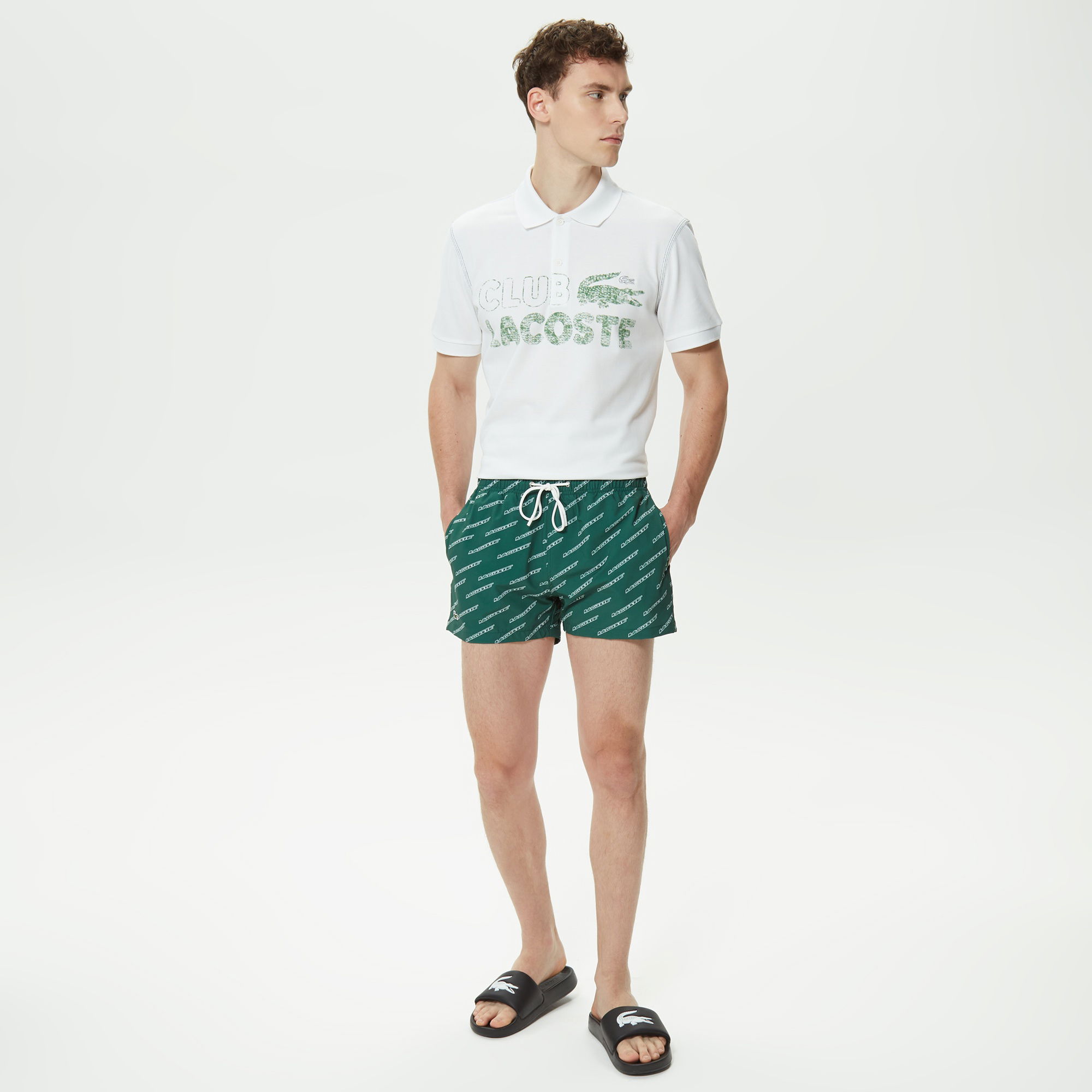 Lacoste Erkek Baskılı Yeşil Mayo Şort