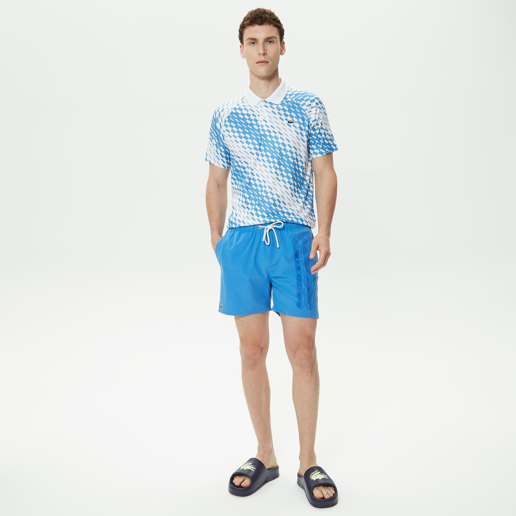 Lacoste Erkek Baskılı Mavi Mayo Şort