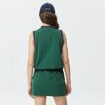 Lacoste Kadın Relaxed Fit V Yaka Renk Bloklu Yeşil Bluz