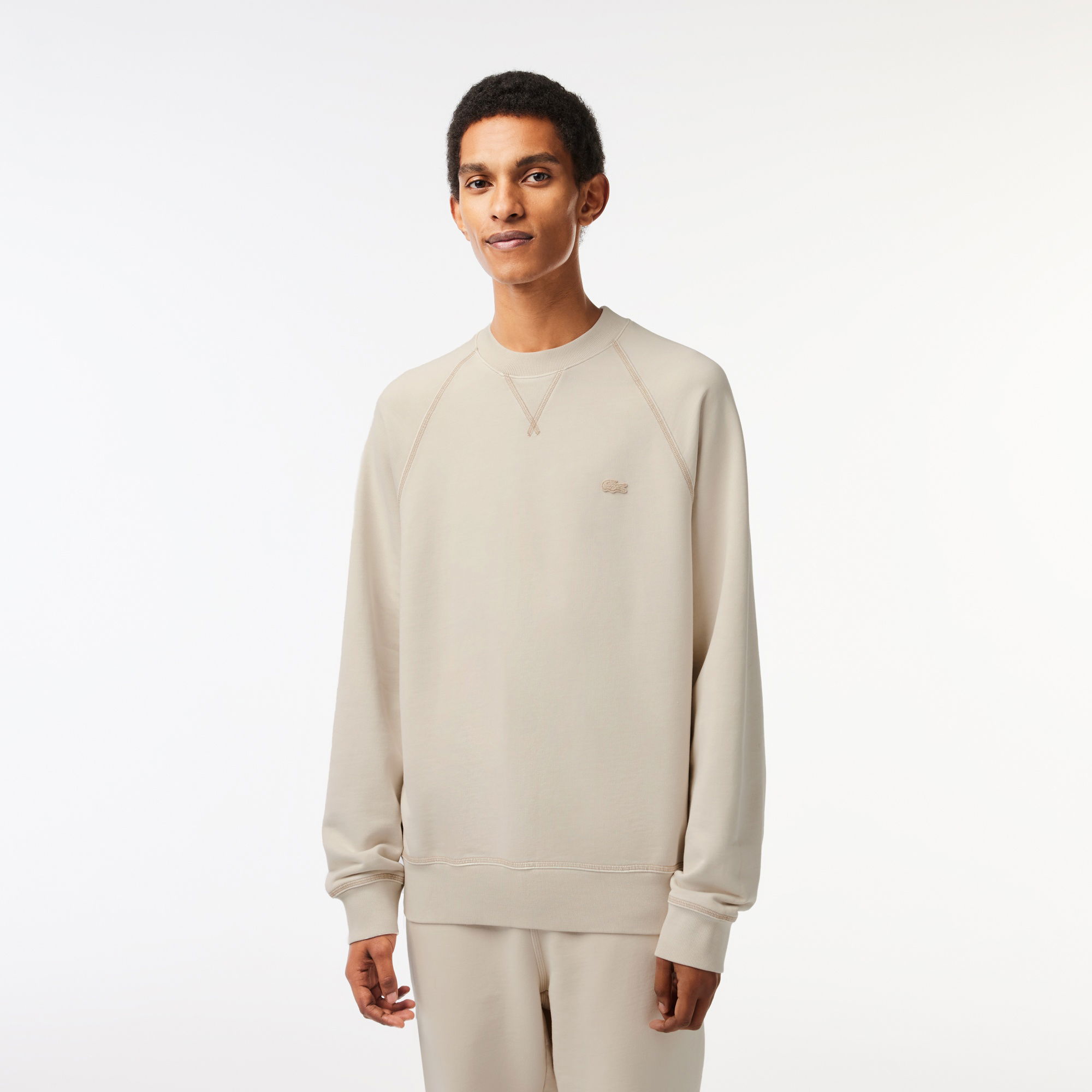 Lacoste Erkek Relaxed Fit Bisiklet Yaka Kahverengi Sweatshirt