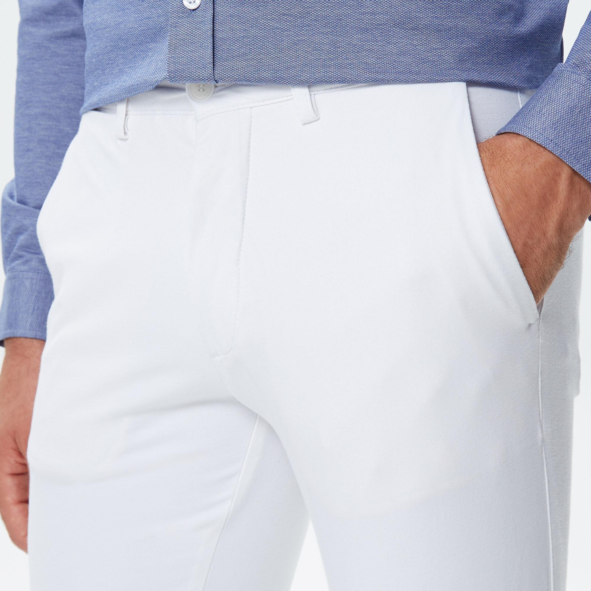 Lacoste Erkek Slim Fit Chino Beyaz Pantolon