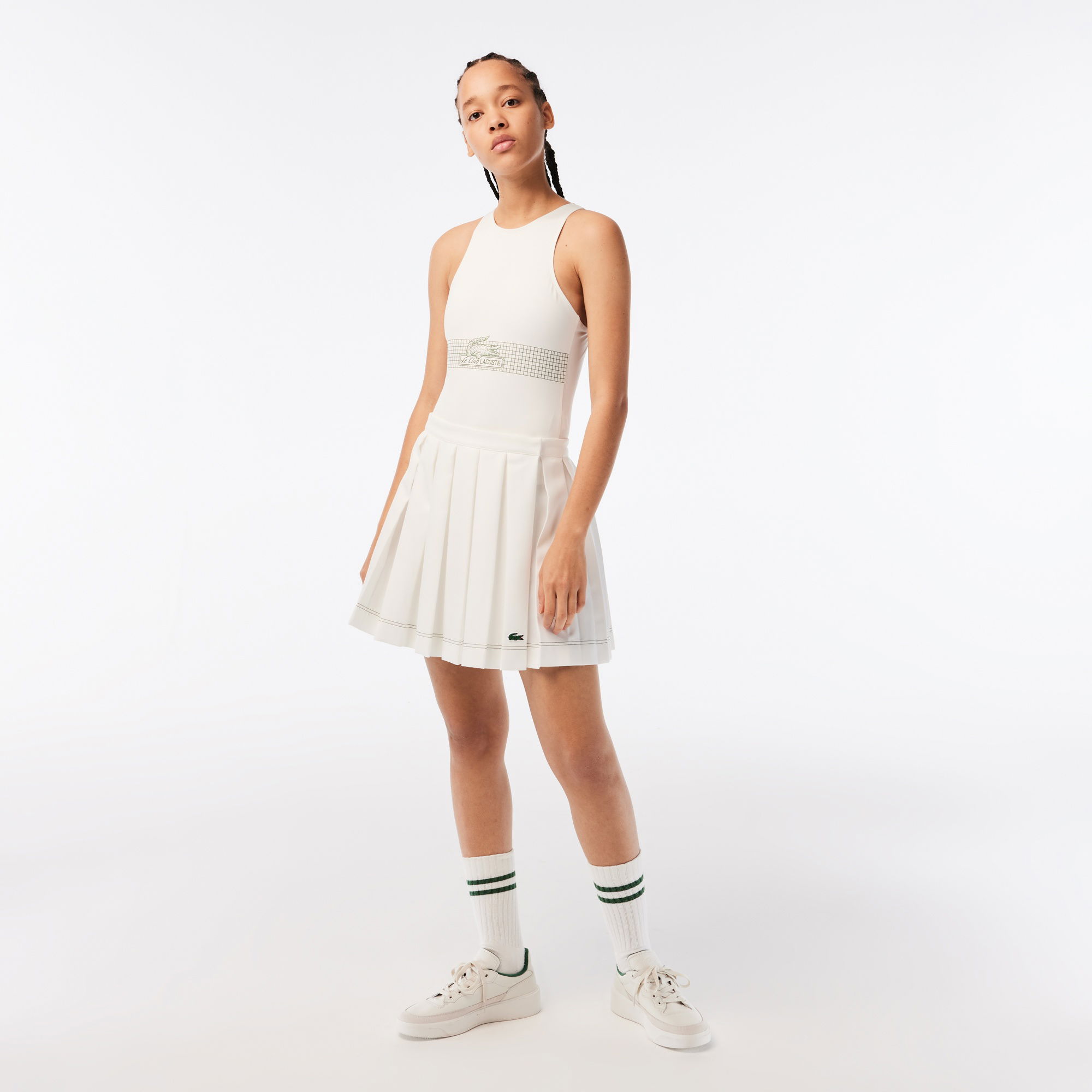 Lacoste x Netflix Kadın Flare Fit Beyaz Etek