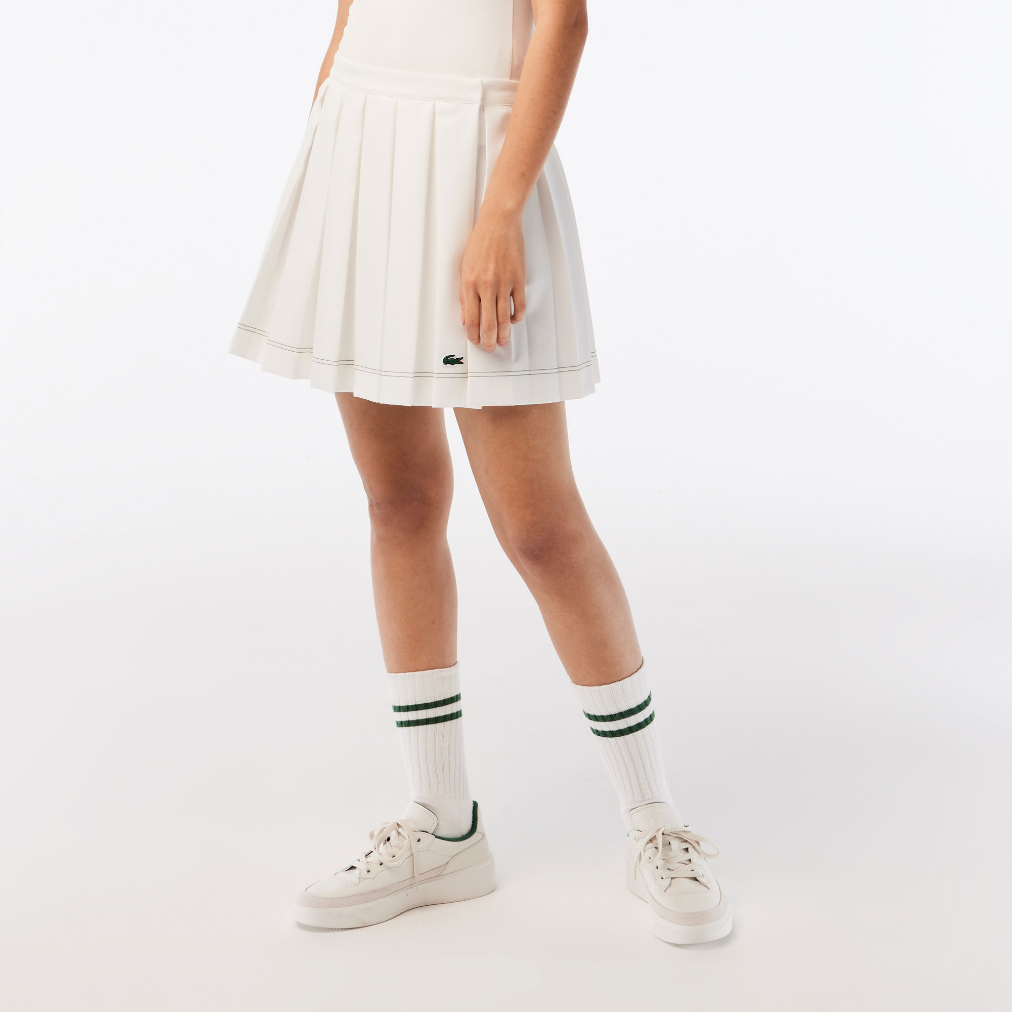 Lacoste x Netflix Kadın Flare Fit Beyaz Etek