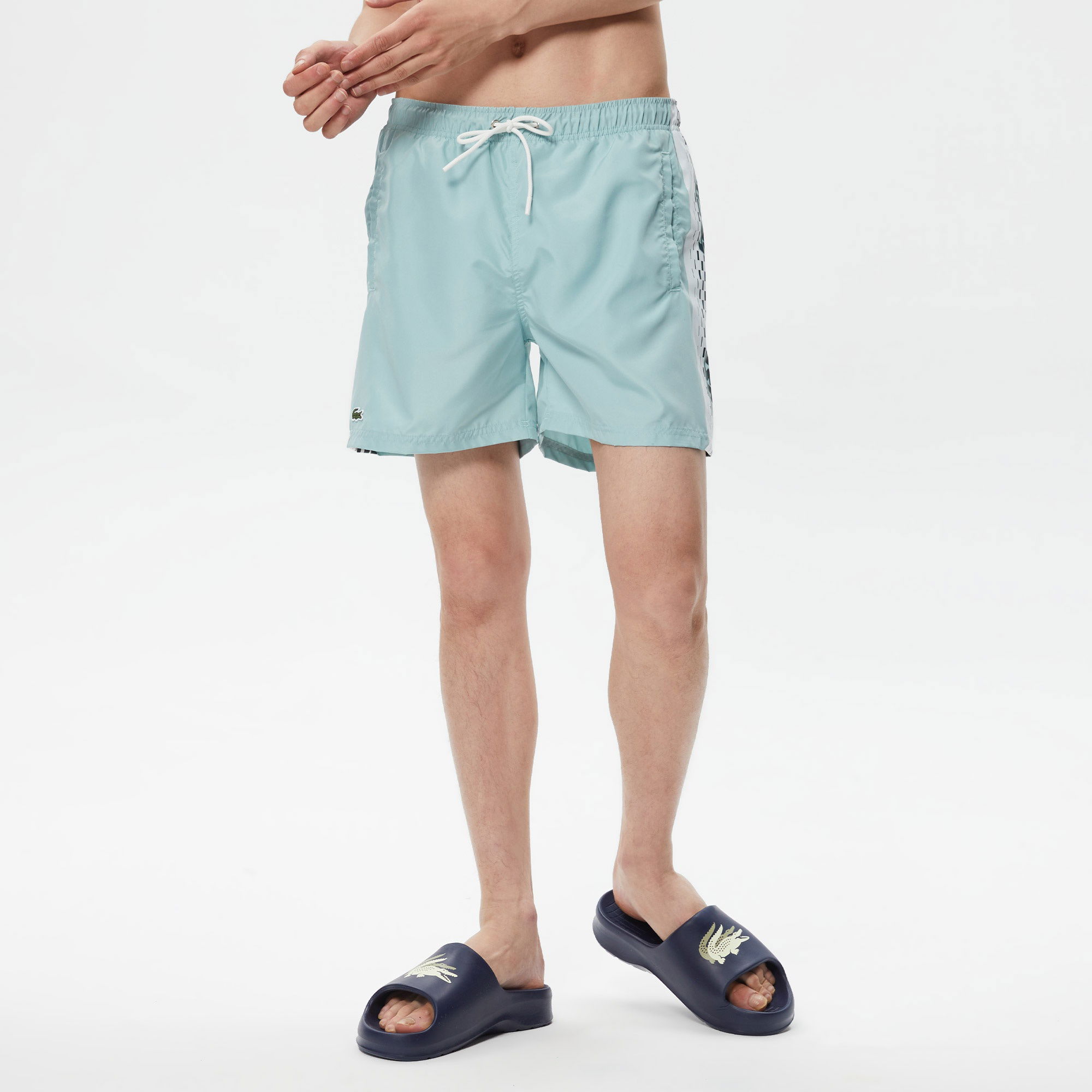 Lacoste Erkek Baskılı Mavi Mayo Şort