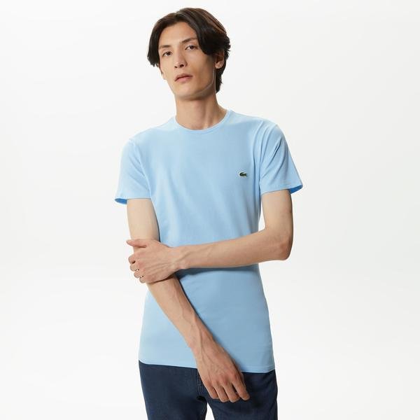 Lacoste Erkek Slim Fit Bisiklet Yaka Mavi T-Shirt