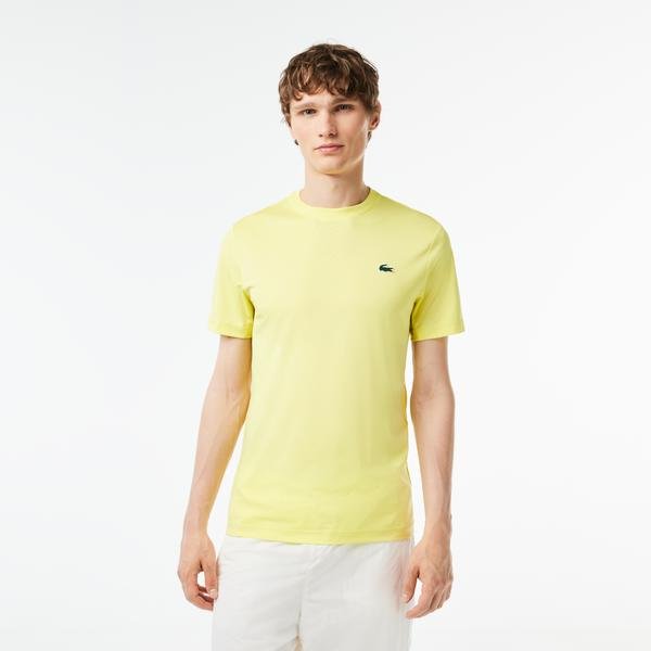 Lacoste SPORT Erkek Slim Fit Bisiklet Yaka Sarı T-Shirt
