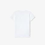Lacoste SPORT Erkek Çocuk Bisiklet Yaka Baskılı Beyaz T-Shirt