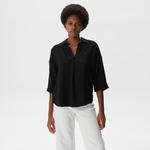 Lacoste Kadın Regular Fit Trukavar Kol V Yaka Siyah Bluz