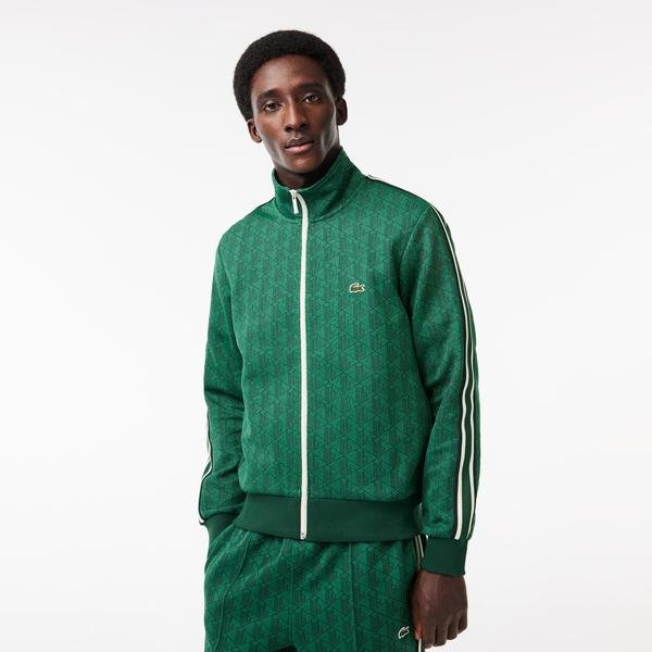 Lacoste Erkek Regular Fit Fermuarlı Monogram Yeşil Sweatshirt