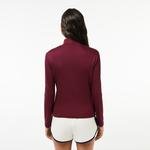 Lacoste Kadın Slim Fit Uzun Kollu Dik Yaka Bordo T-Shirt