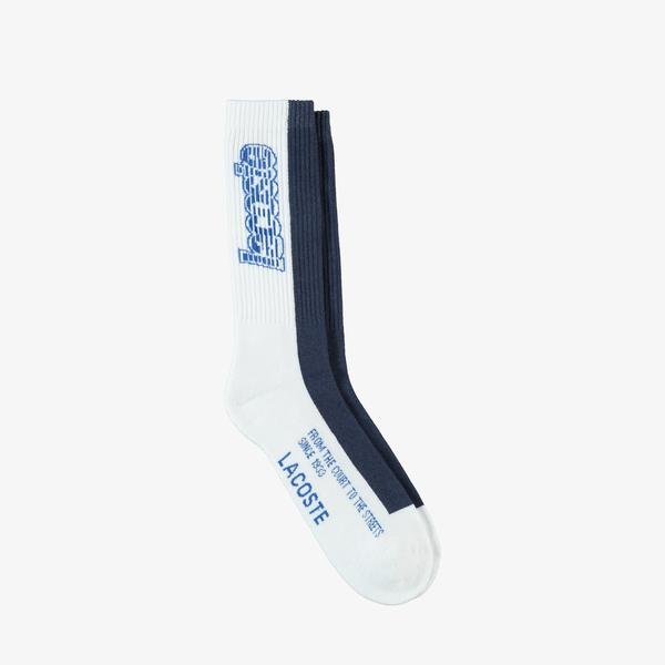Lacoste Unisex Baskılı Mavi Uzun Çorap