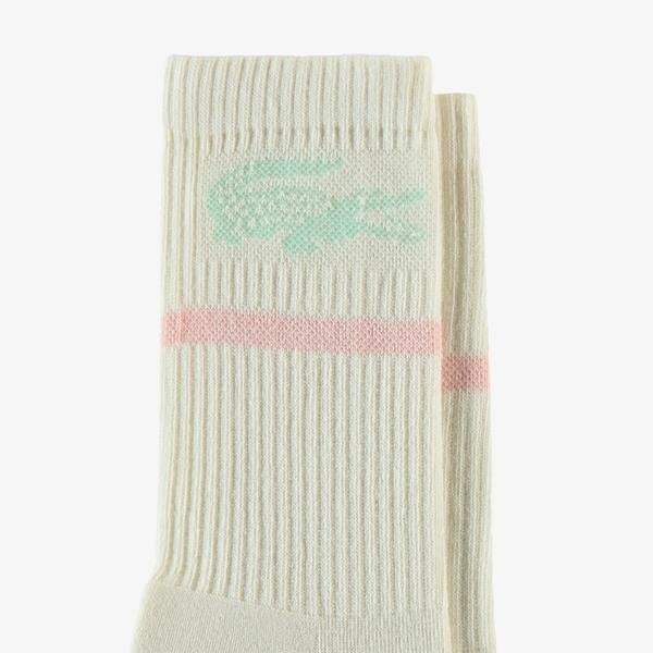 Lacoste Kadın Baskılı Bej Çorap