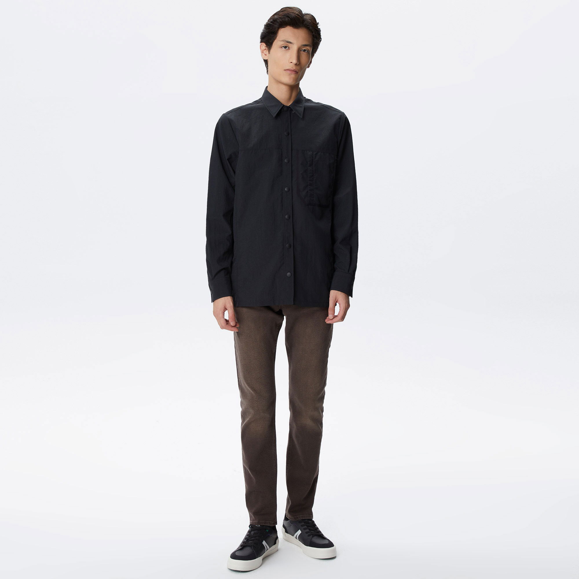 Lacoste Erkek Relaxed Fit Baskılı Siyah Gömlek