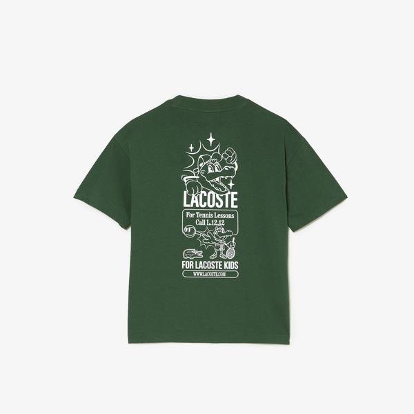 Lacoste Çocuk Bisiklet Yaka Desenli Yeşil T-Shirt