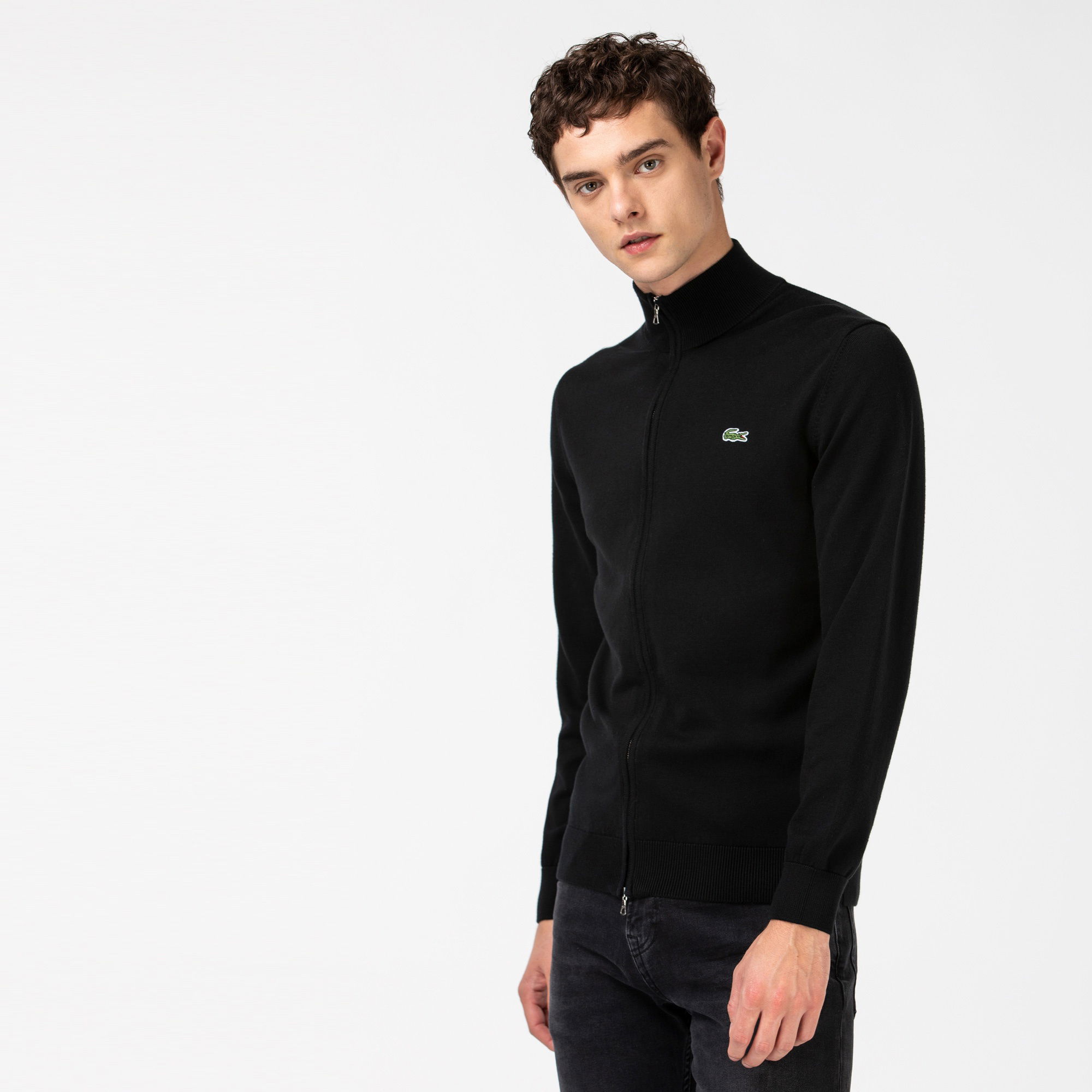 Lacoste Erkek Regular Fit Fermuarlı Organik Pamuk Siyah Hırka