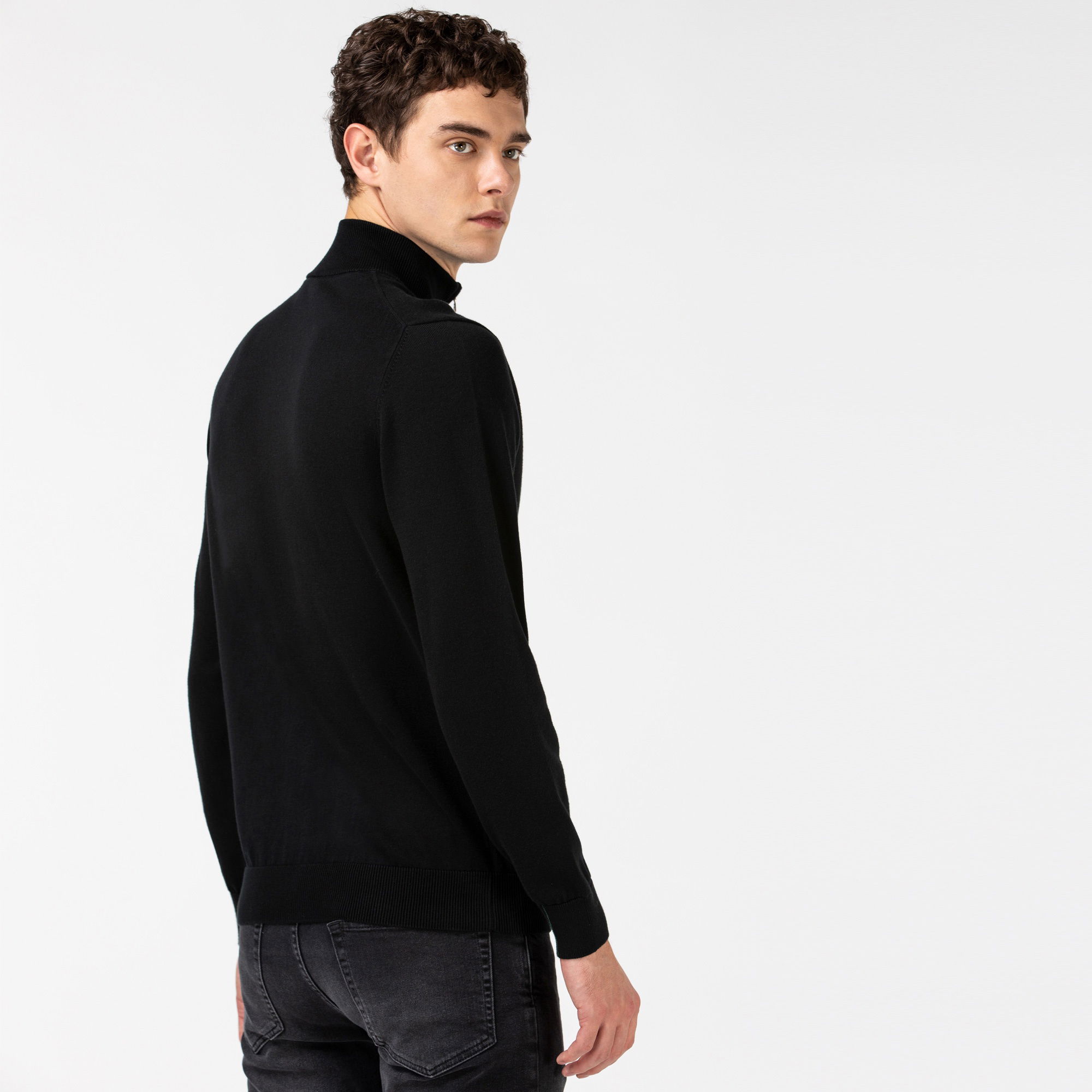 Lacoste Erkek Regular Fit Fermuarlı Organik Pamuk Siyah Hırka