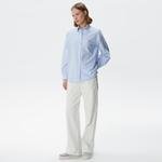 Lacoste Kadın Oversized Uzun Kollu Çizgili Mavi Gömlek