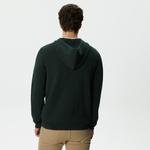 Lacoste Erkek Regular Fit Uzun Kollu Kapüşonlu Desenli Koyu Yeşil Triko