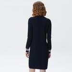 Lacoste Slim Fit Uzun Kollu Fermuarlı Yaka Renk Bloklu Lacivert Elbise