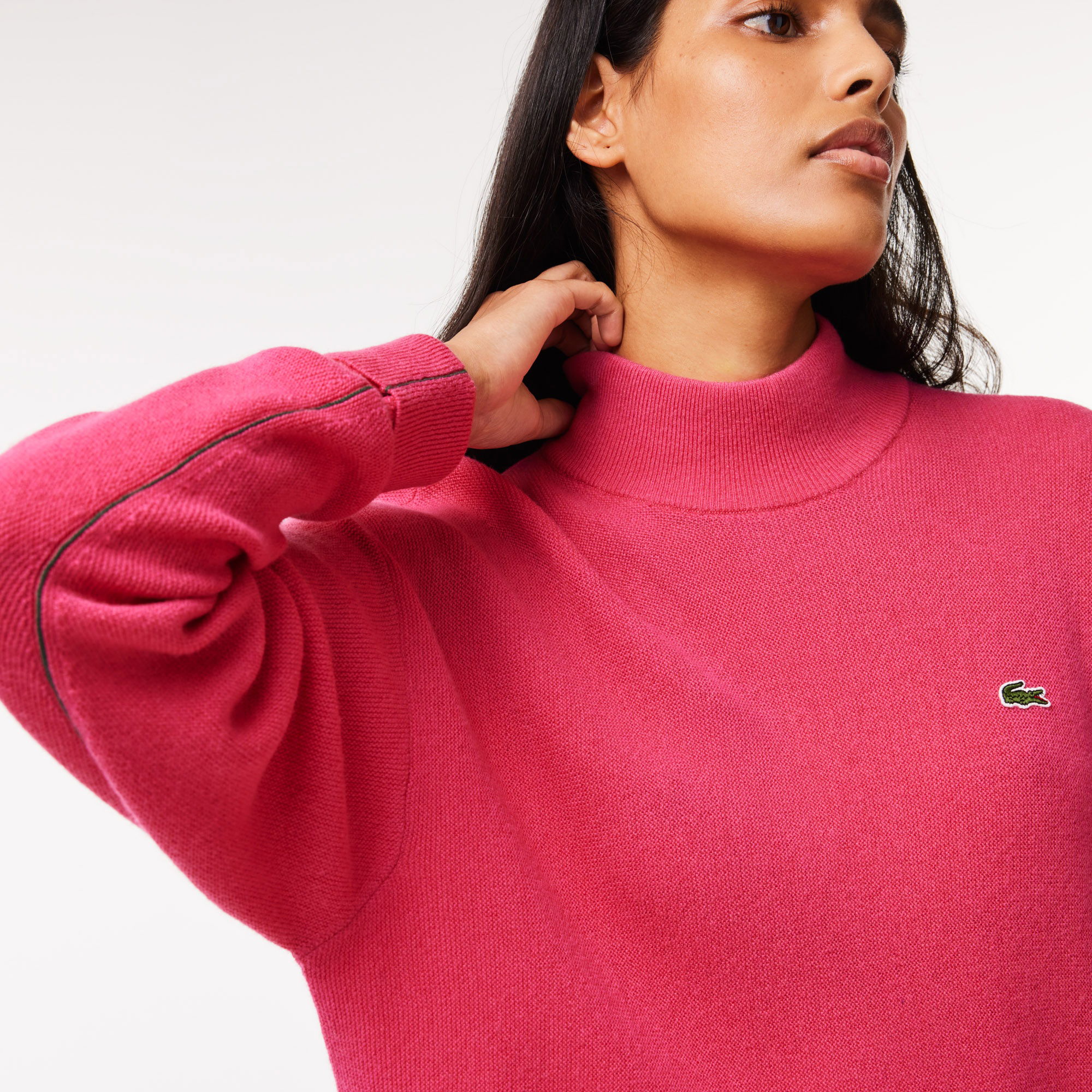 Lacoste Kaşmir Kadın Dik Yaka Pembe Kazak