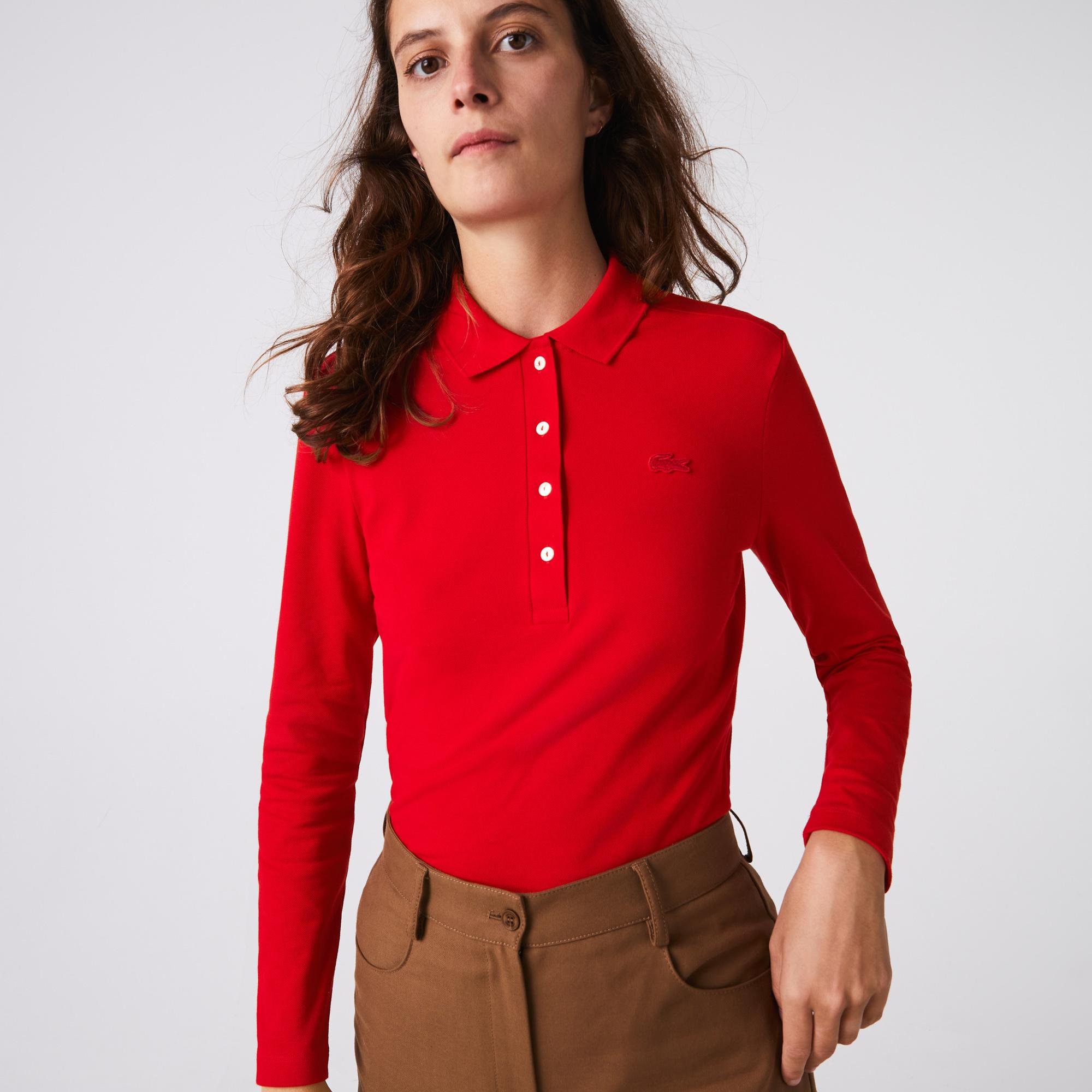 Lacoste Kadın Slim Fit Kırmızı Polo