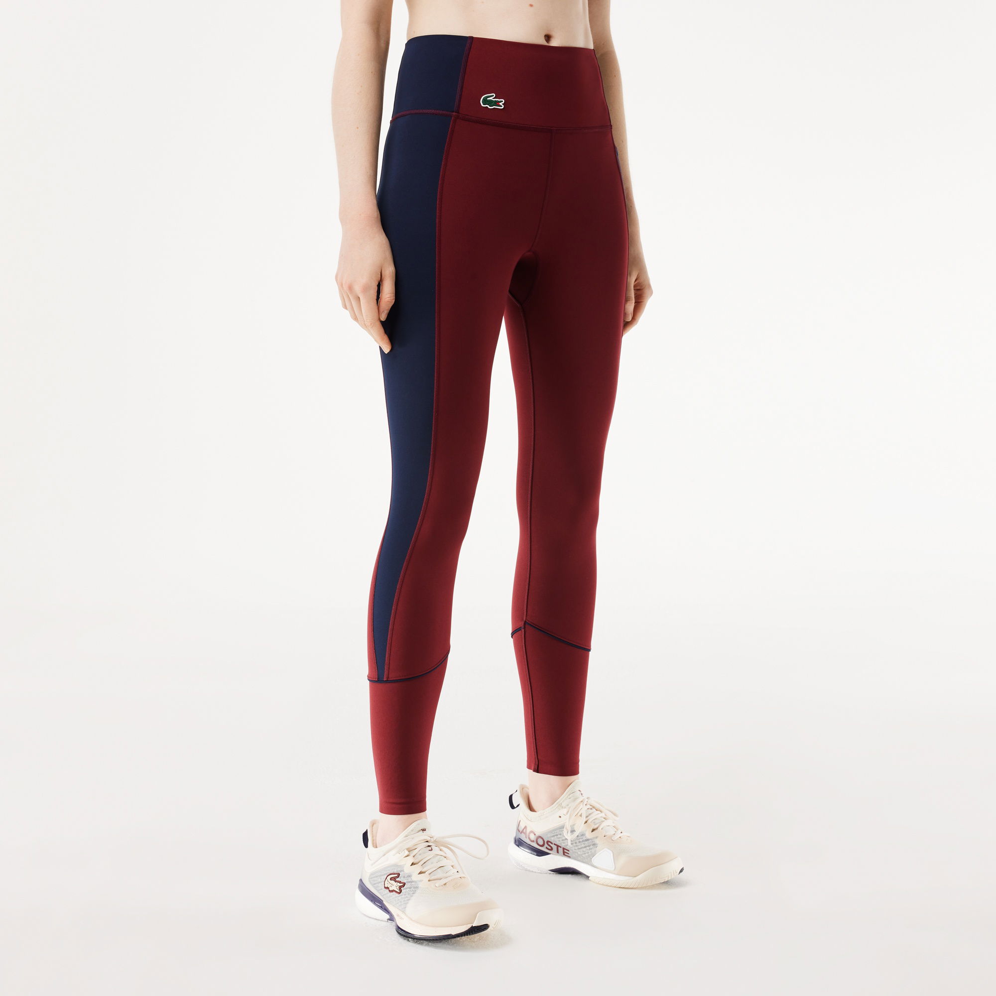 Lacoste Kadın Slim Fit Renk Bloklu Bordo Tayt