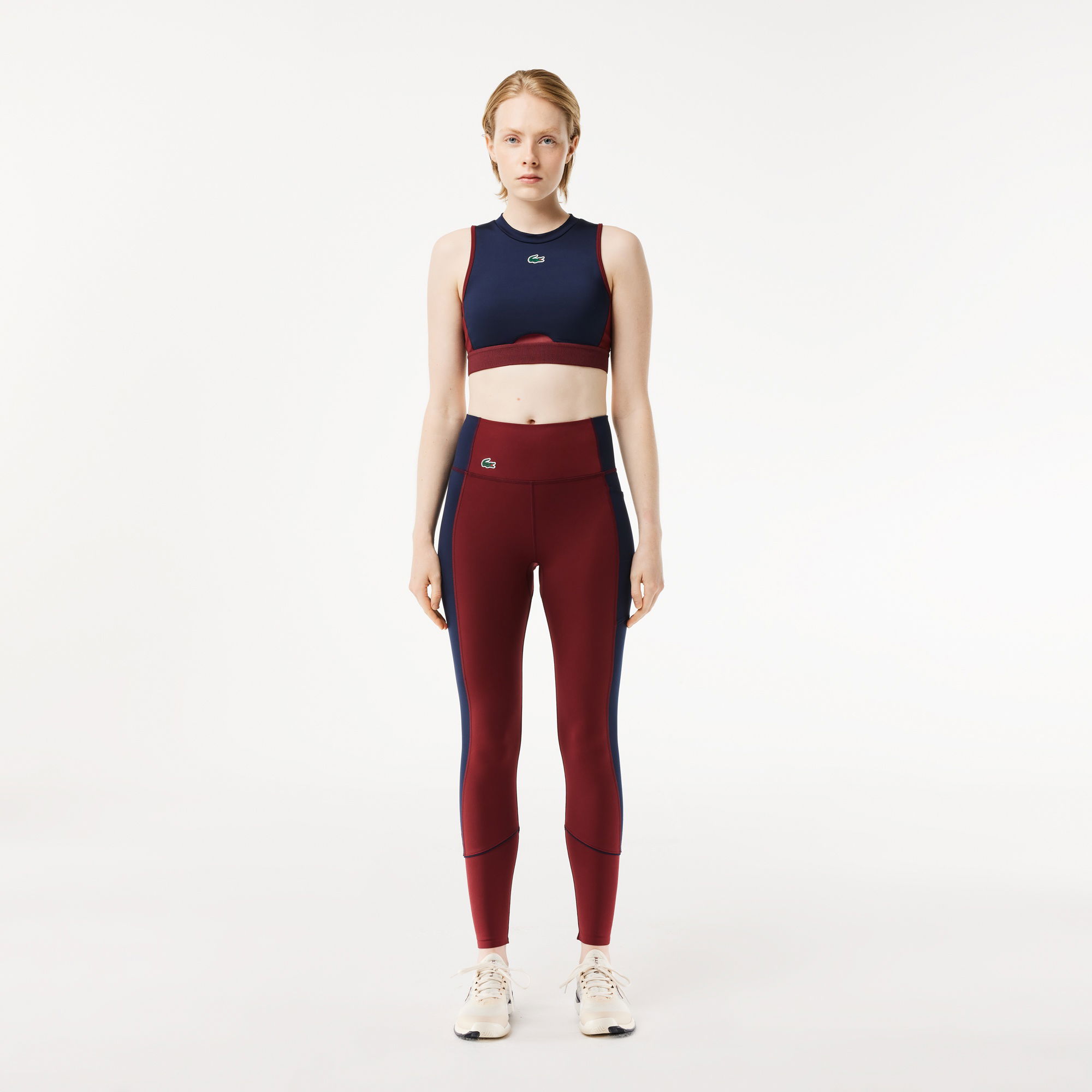 Lacoste Kadın Slim Fit Renk Bloklu Bordo Tayt