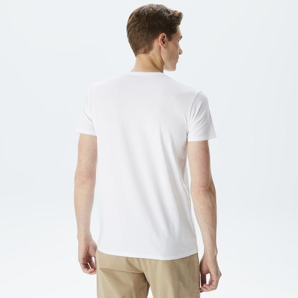 Lacoste Erkek Slim Fit V yaka Beyaz T-Shirt