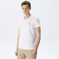 Lacoste Erkek Slim Fit V yaka Beyaz T-Shirt001