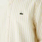 Lacoste Erkek Regular Fit Organik Pamuk Sarı & Beyaz Çizgili Gömlek