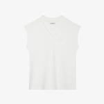 Lacoste Kadın Slim Fit V Yaka Beyaz T-Shirt
