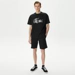 Lacoste Erkek Oversize Fit Bisiklet Yaka Baskılı Siyah T-Shirt