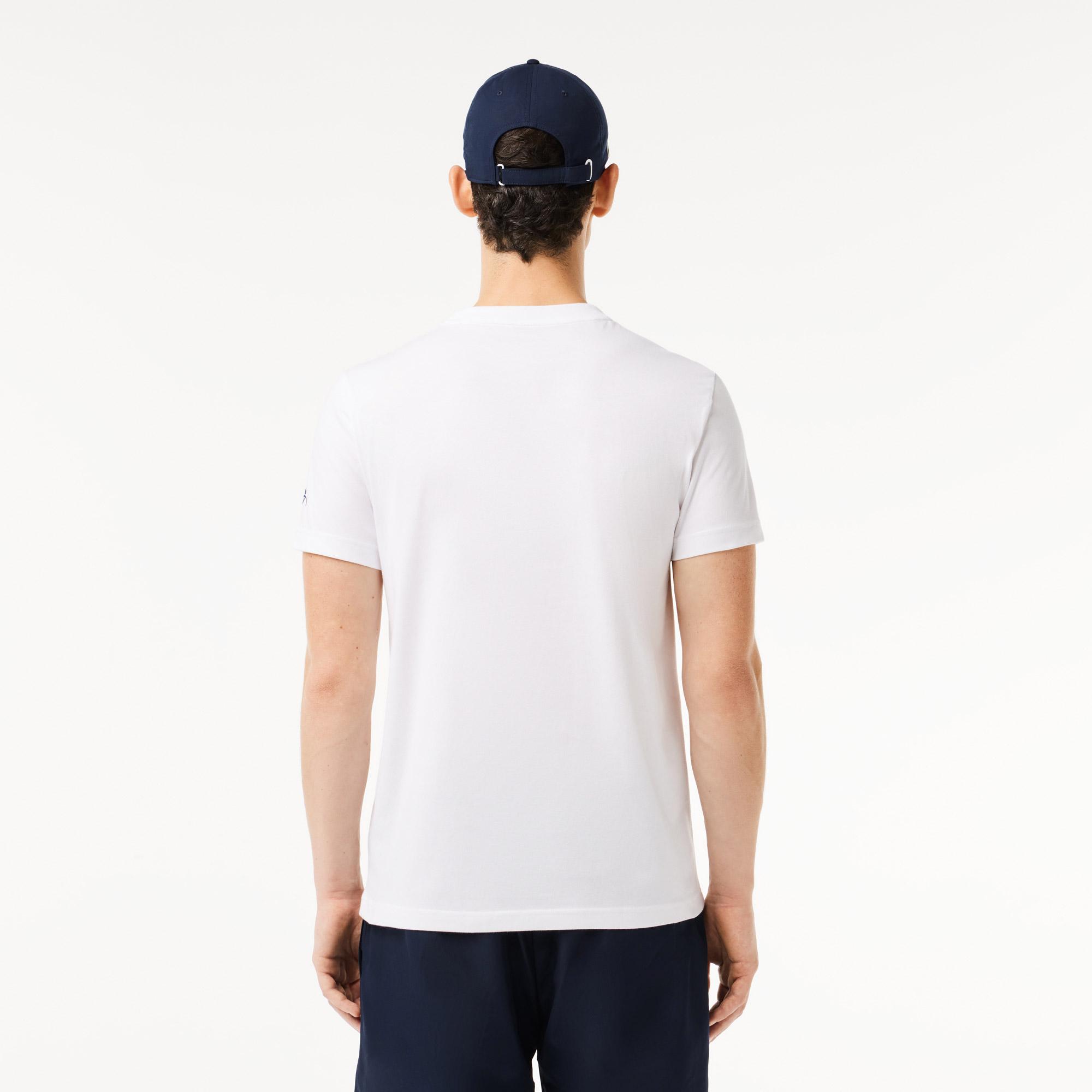 Lacoste Erkek Regular Fit Bisiklet Yaka Baskılı Beyaz T-shirt