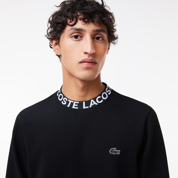 Męska bluza Lacoste Classic Fit Crew Neck Printed Black Sweatshirt_1