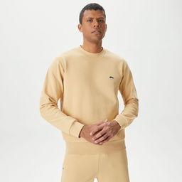 Lacoste Erkek Classic Fit Bisiklet Yaka Bej Sweatshirt Bej