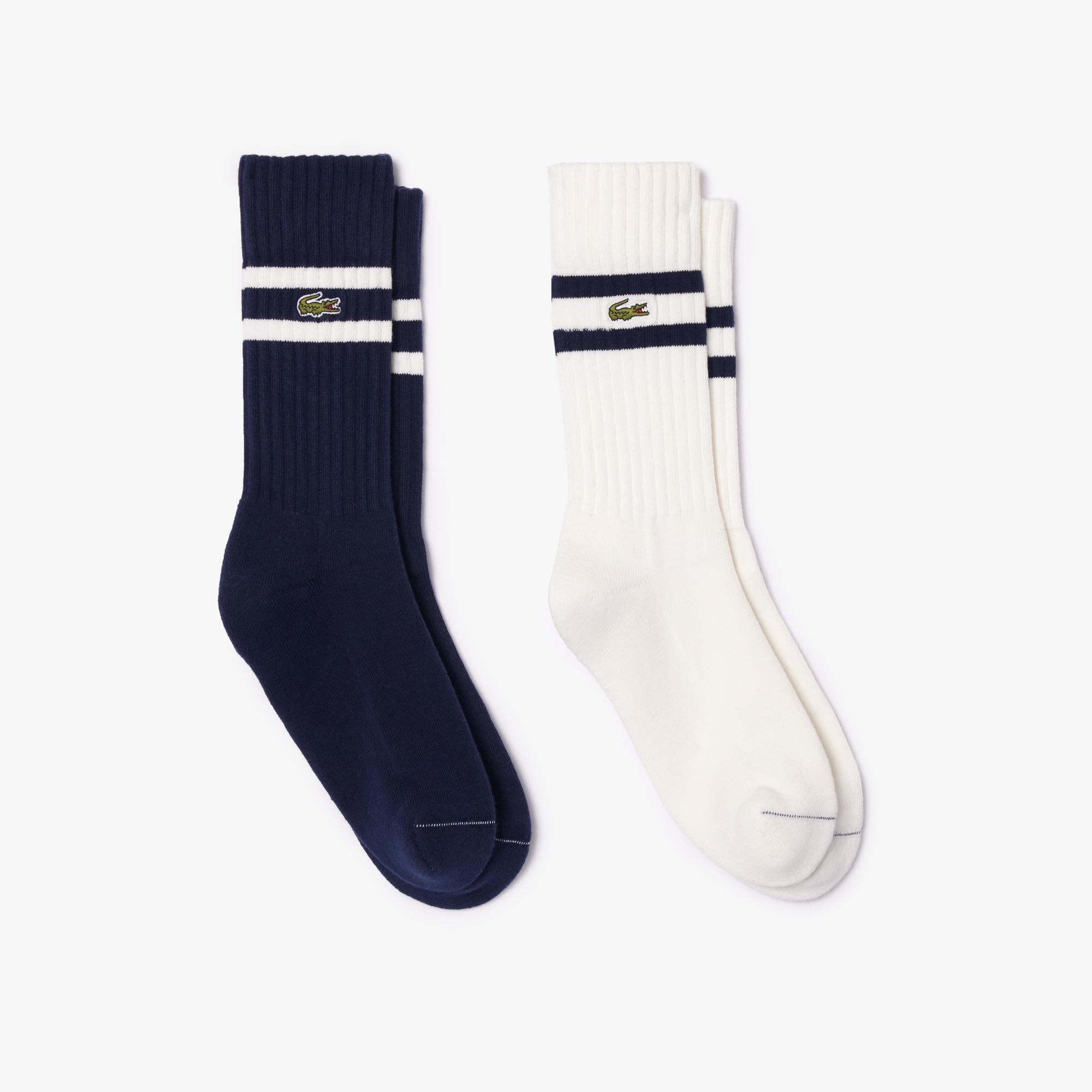 Lacoste Unisex Kontrast Çizgili Renkli Çorap