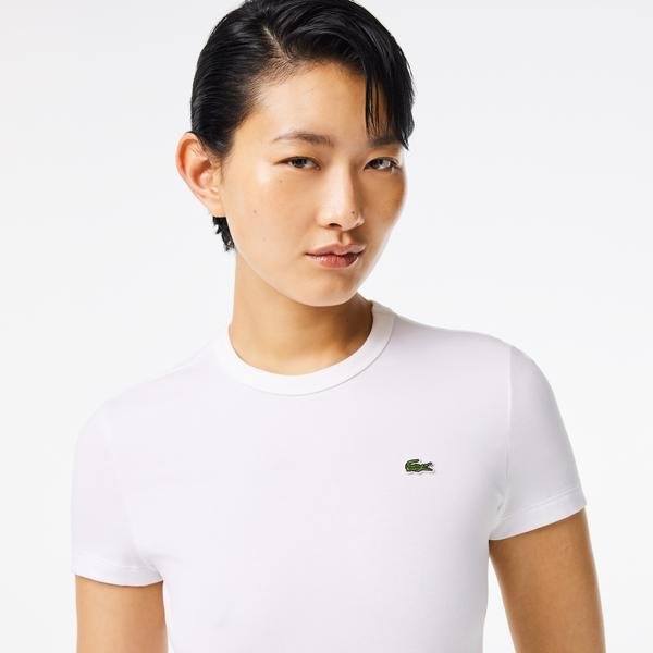 Lacoste Kadın Bisiklet Yaka Beyaz T-Shirt